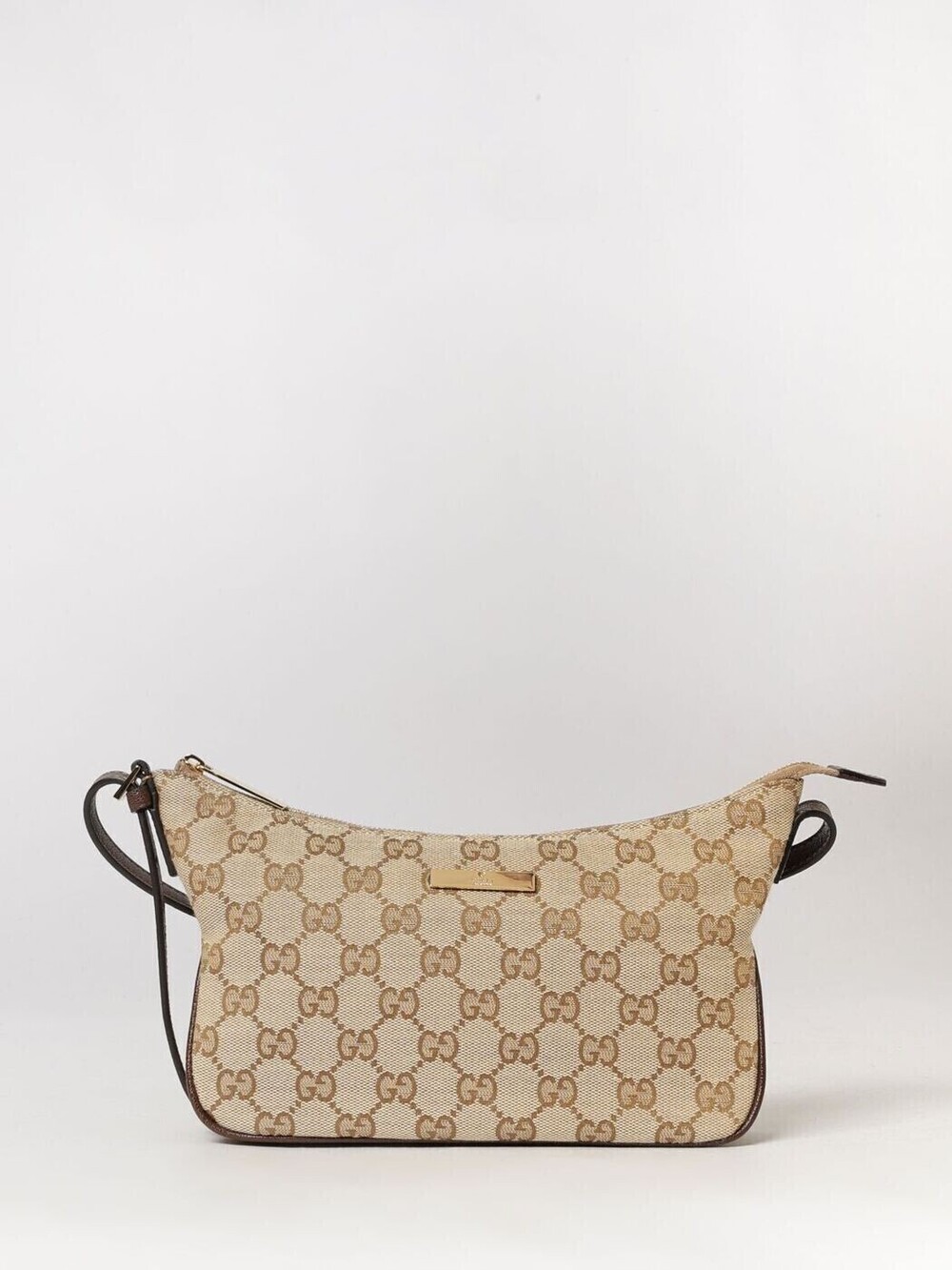 Gucci GG Canvas Crossbody Bag Leather Beige Tan